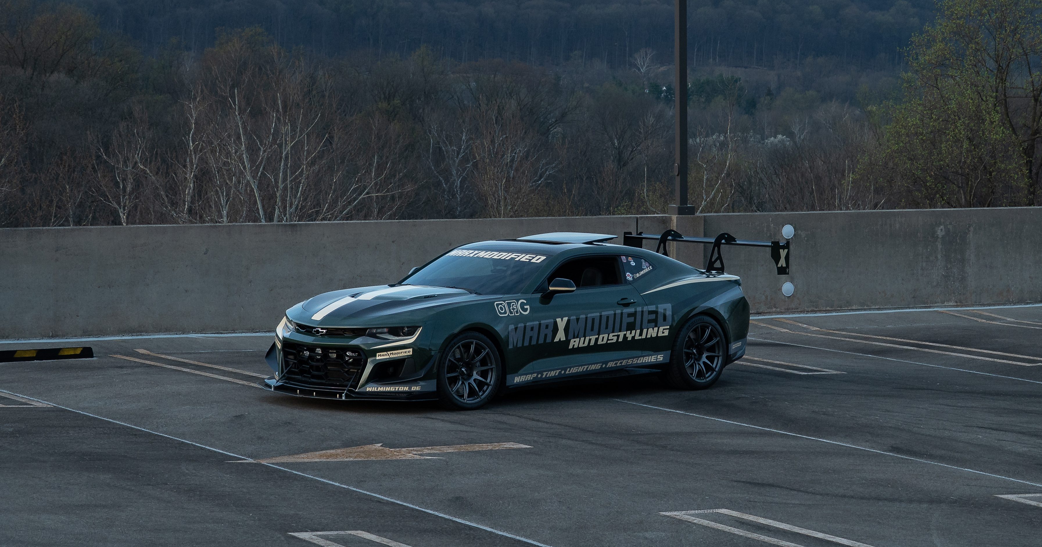 ZL1 Camaro with gloss green wrap and livery