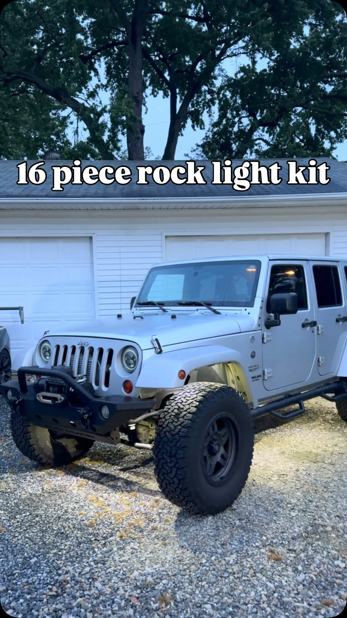 Silver Jeep Wrangler with a 16 pod rock light kit by MarxModified